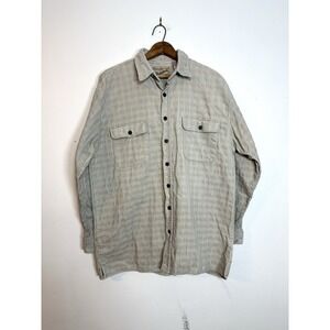 Vintage Chesterfield Oatmeal Cream Check Thick Corduroy Shirt Adult LARGE Cotton